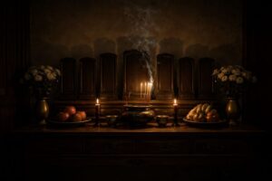 An ancestral summoning altar with a missing family name