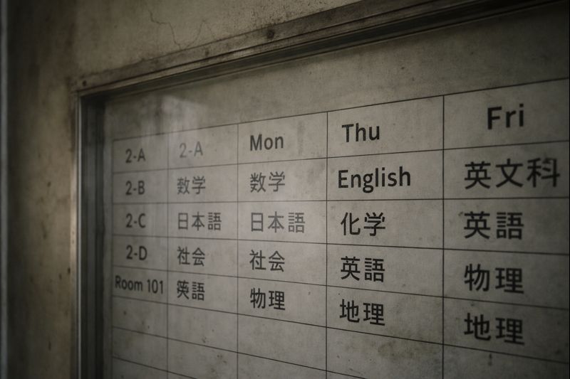 haunted classroom still listed on a school timetable