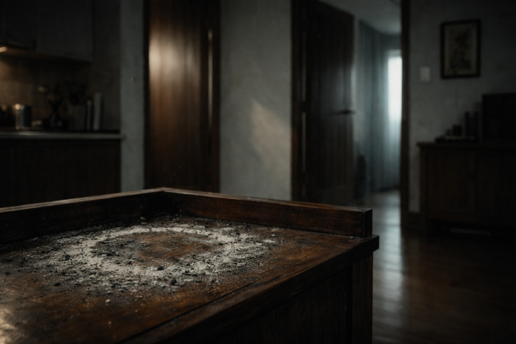 Ancestral Tablet missing from an altar as ash gathers unnaturally