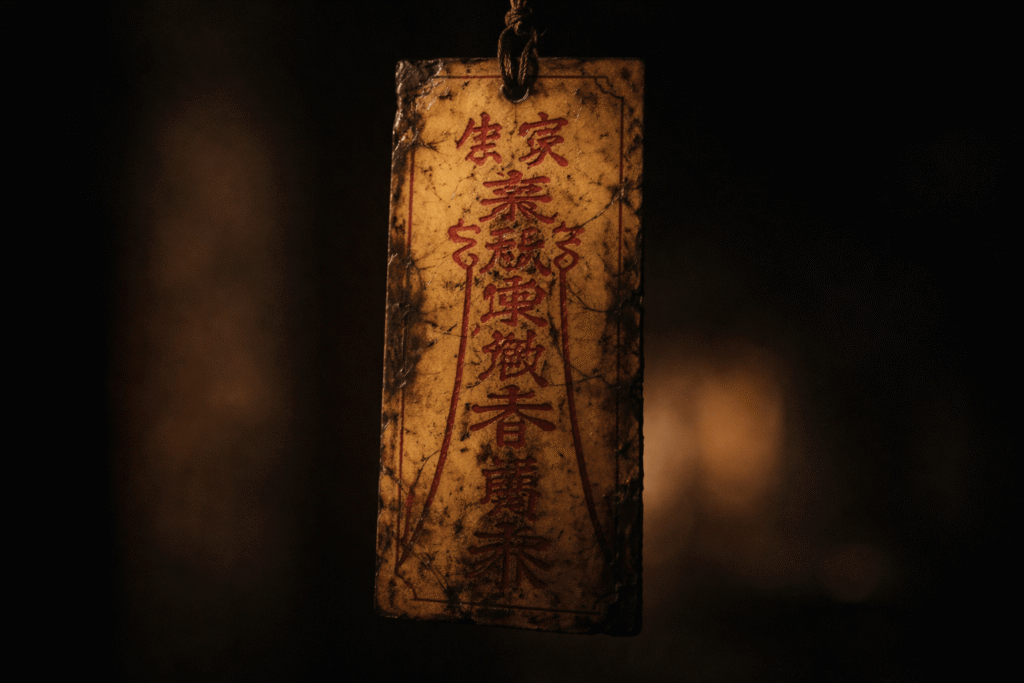 protective talisman showing cracks and darkening as an unseen presence begins to break through