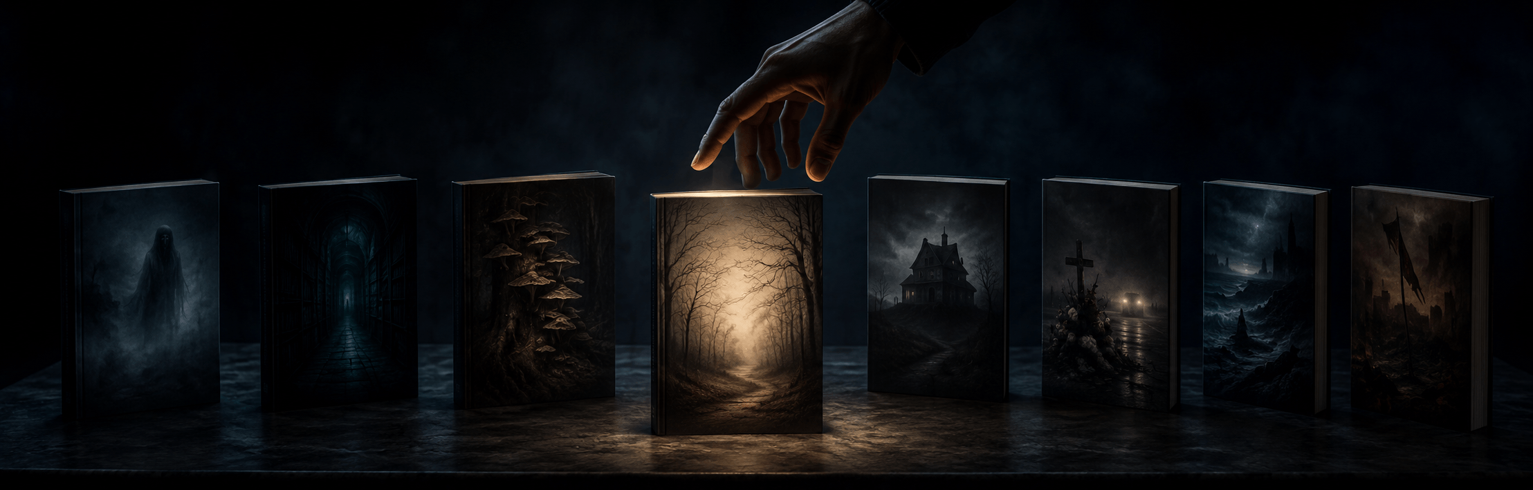 Best short horror books represented by several dark paperbacks with one highlighted as the clear starting choice.